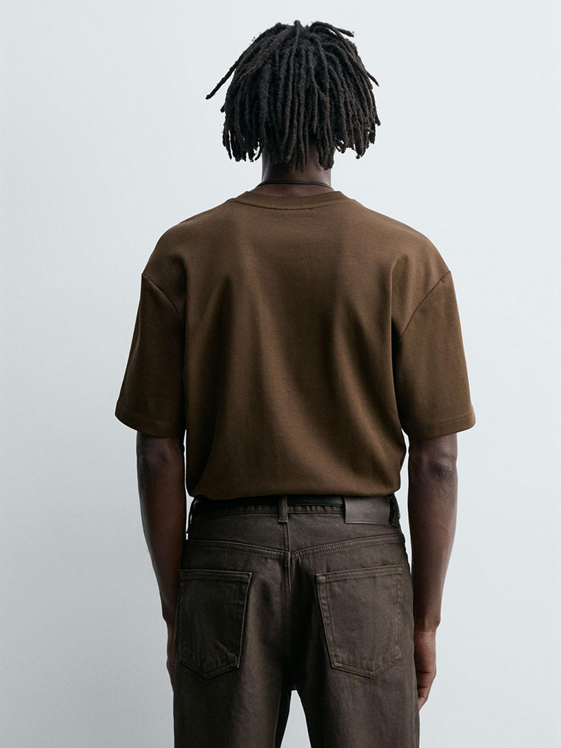 Mens Crew Neck T-Shirt Brown