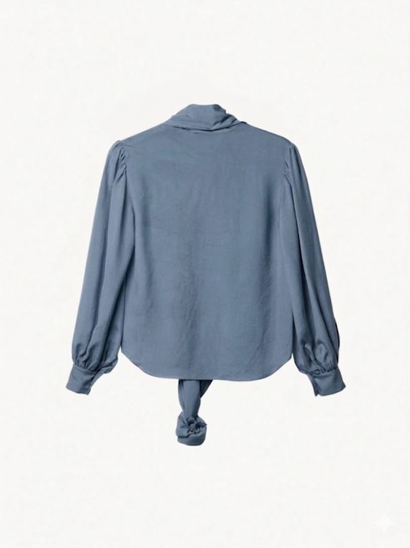Bow-Tie Satin Blouse