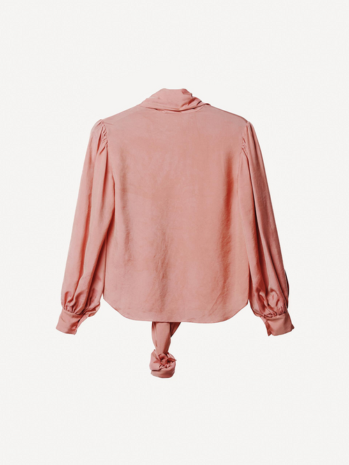 Bow-Tie Satin Blouse coral