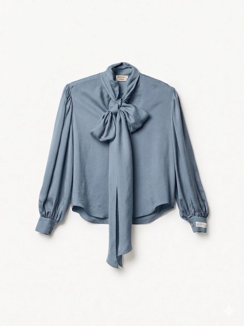 Bow-Tie Satin Blouse