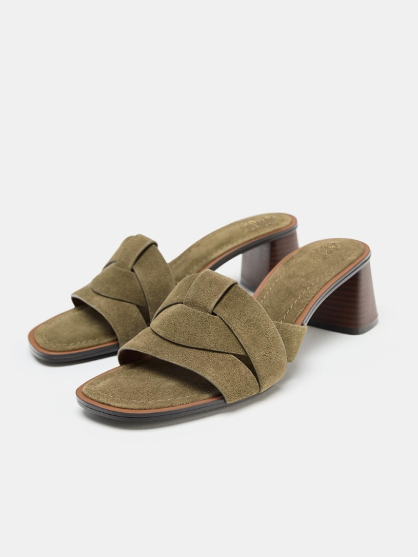 Suede Block-Heel Sandals