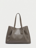 Leather Tote Bag Grey