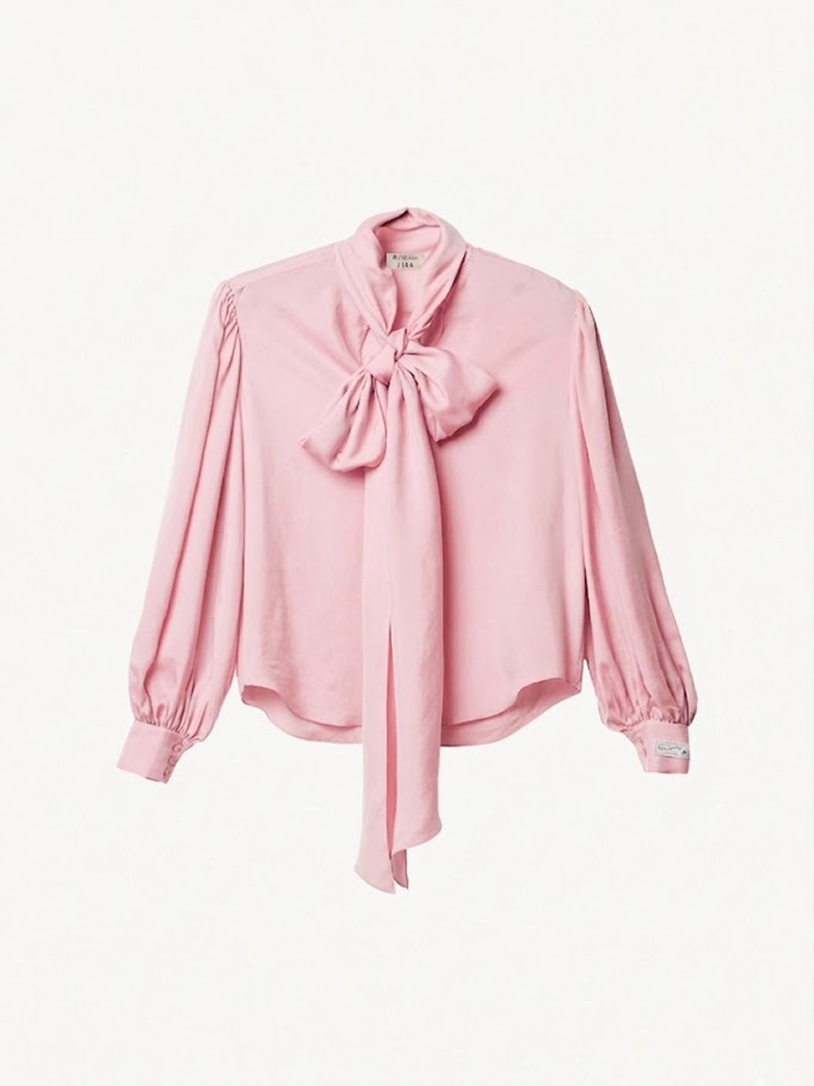 Bow-Tie Satin Blouse