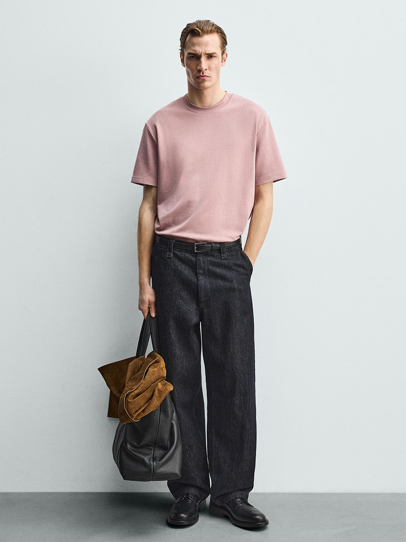 Mens Crew Neck T-Shirt Pink