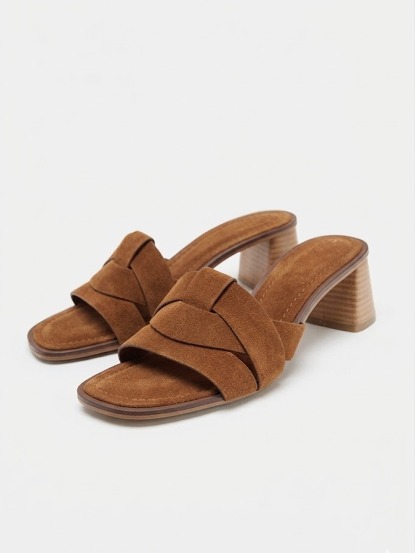 Suede Block-Heel Sandals