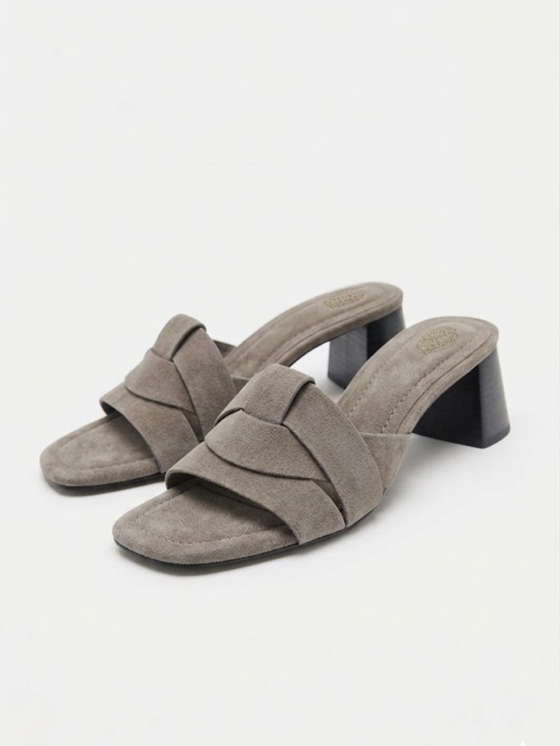 Suede Block-Heel Sandals
