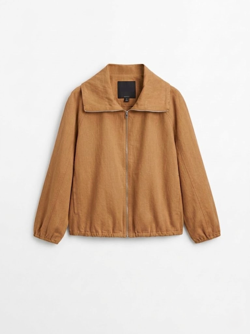 Zip-Up Cropped Jacket Brown