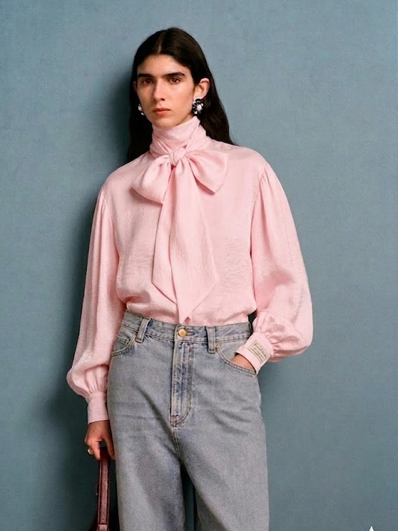 Bow-Tie Satin Blouse
