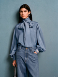 Bow-Tie Satin Blouse