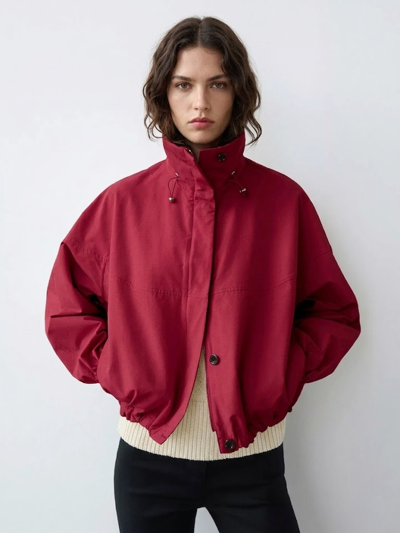 Snap-Button Bomber Jacket
