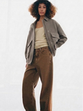 Suede Bomber Jacket Grey