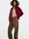 Suede Bomber Jacket Red