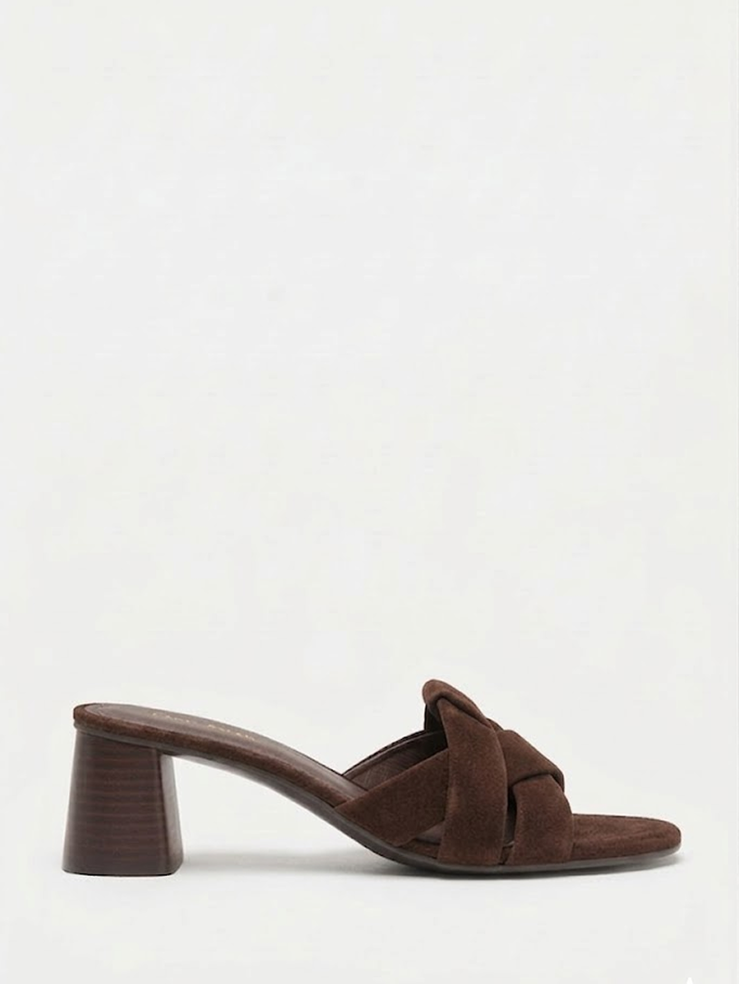 Suede Block-Heel Sandals