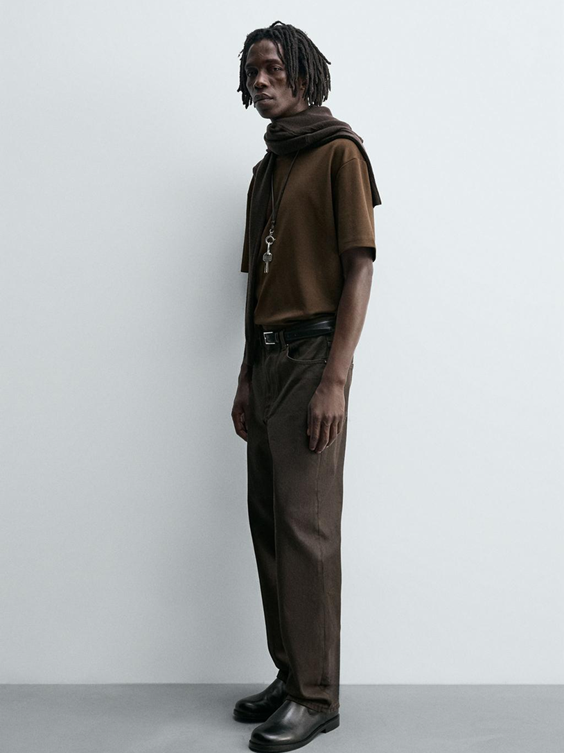 Mens Crew Neck T-Shirt Brown