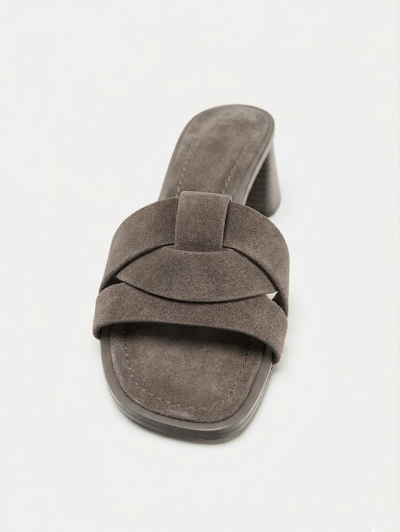 Suede Block-Heel Sandals