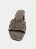 Suede Block-Heel Sandals