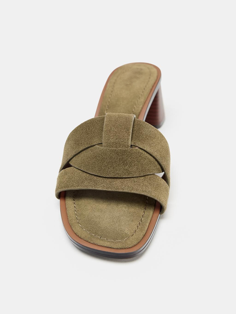 Suede Block-Heel Sandals