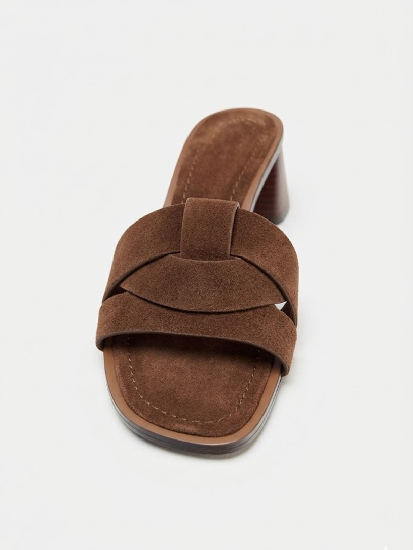 Suede Block-Heel Sandals