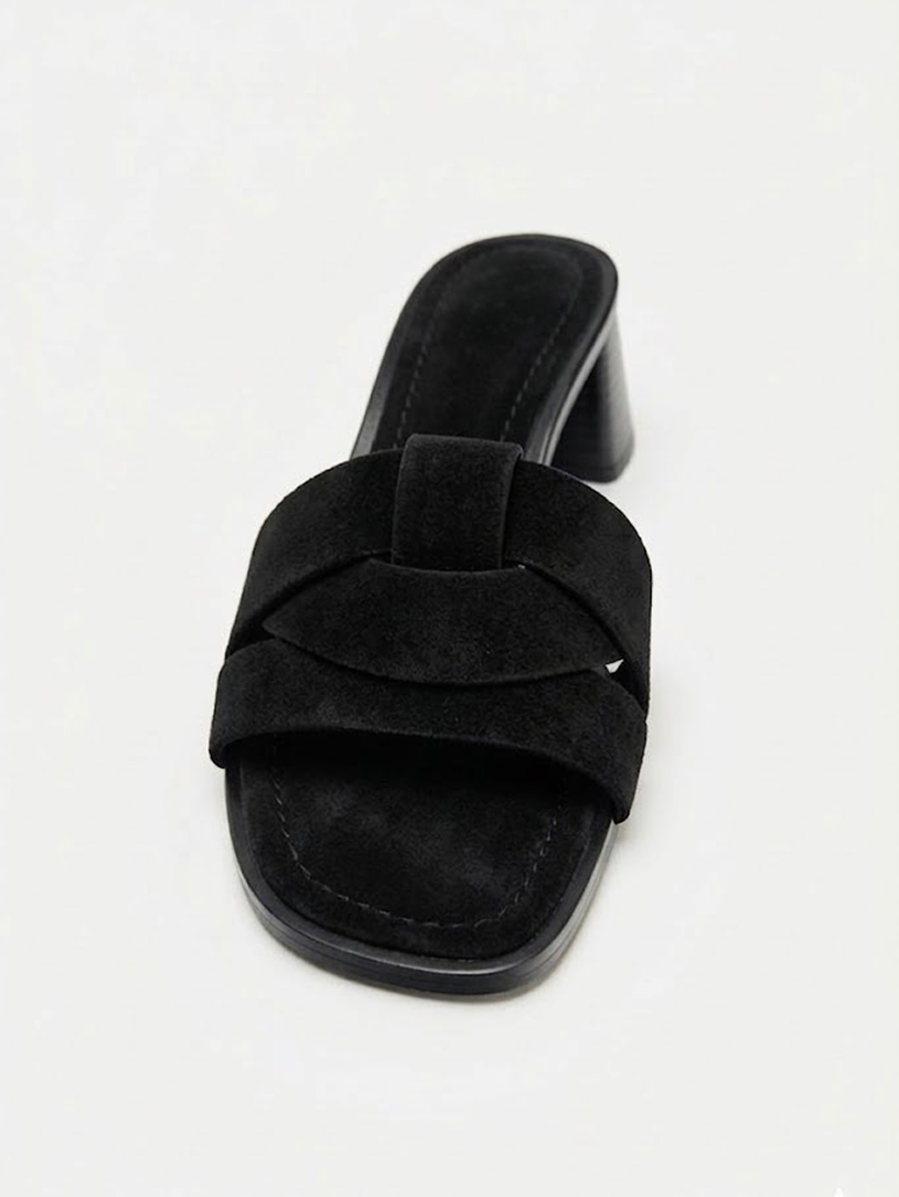 Suede Block-Heel Sandals